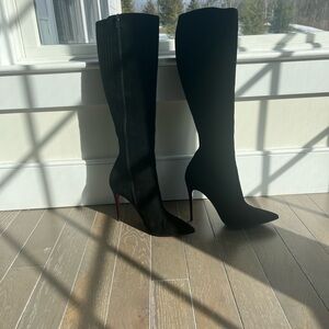 Christian Louboutin SUEDE POINT-TOE BOOTS WITH STILETTO HEEL 11CM - size US 8.5